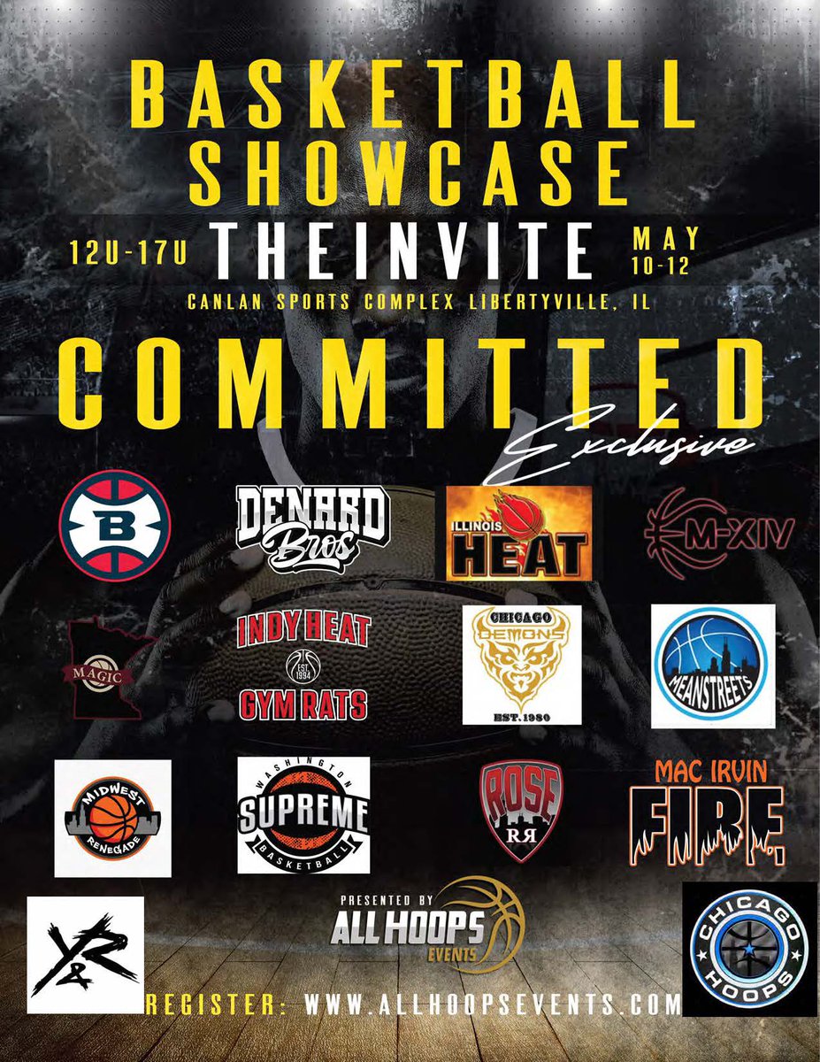The Invite Top showcase games on Friday at Canlan Soorts Complex in Libertyville: 17U: Team X Magic vs @gymratsbball @ChicagoHoopsAAU vs @renegade_club 16U: @3ssbRose vs @renegade_club @ChicagoHoopsAAU vs @BreakawayBball @allhoopsevents