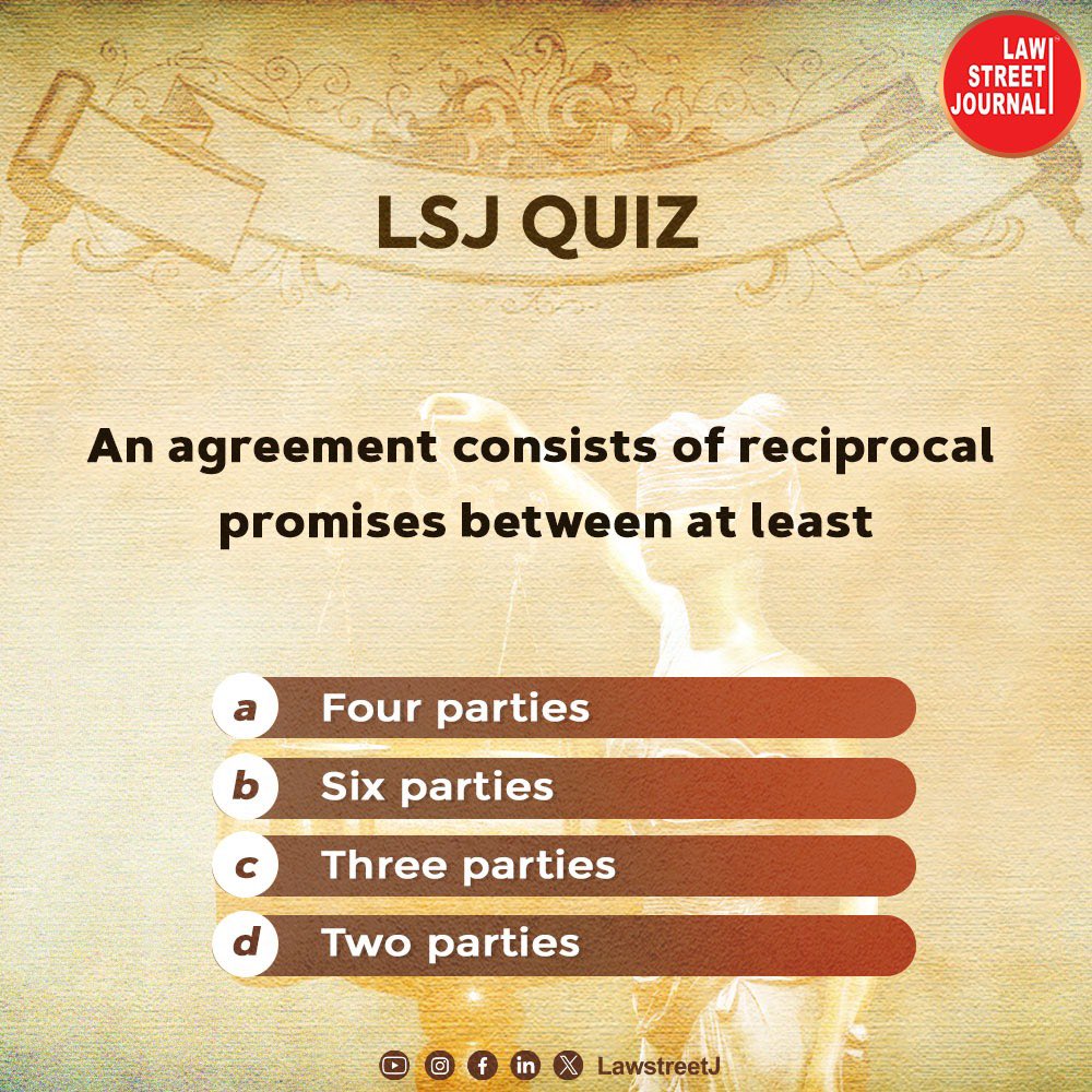 LSJ Quiz || Put your legal prowess to the test ! 

Write your answer in the comments below 👇🏻

#lsjquiz #legalquiz #LegalProwess #QuizChallenge #LegalKnowledge #LawTrivia #LegalMinds #LegalCommunity #ChallengeYourMind #LegalEducation #TestYourKnowledge #india #LawstreetJ