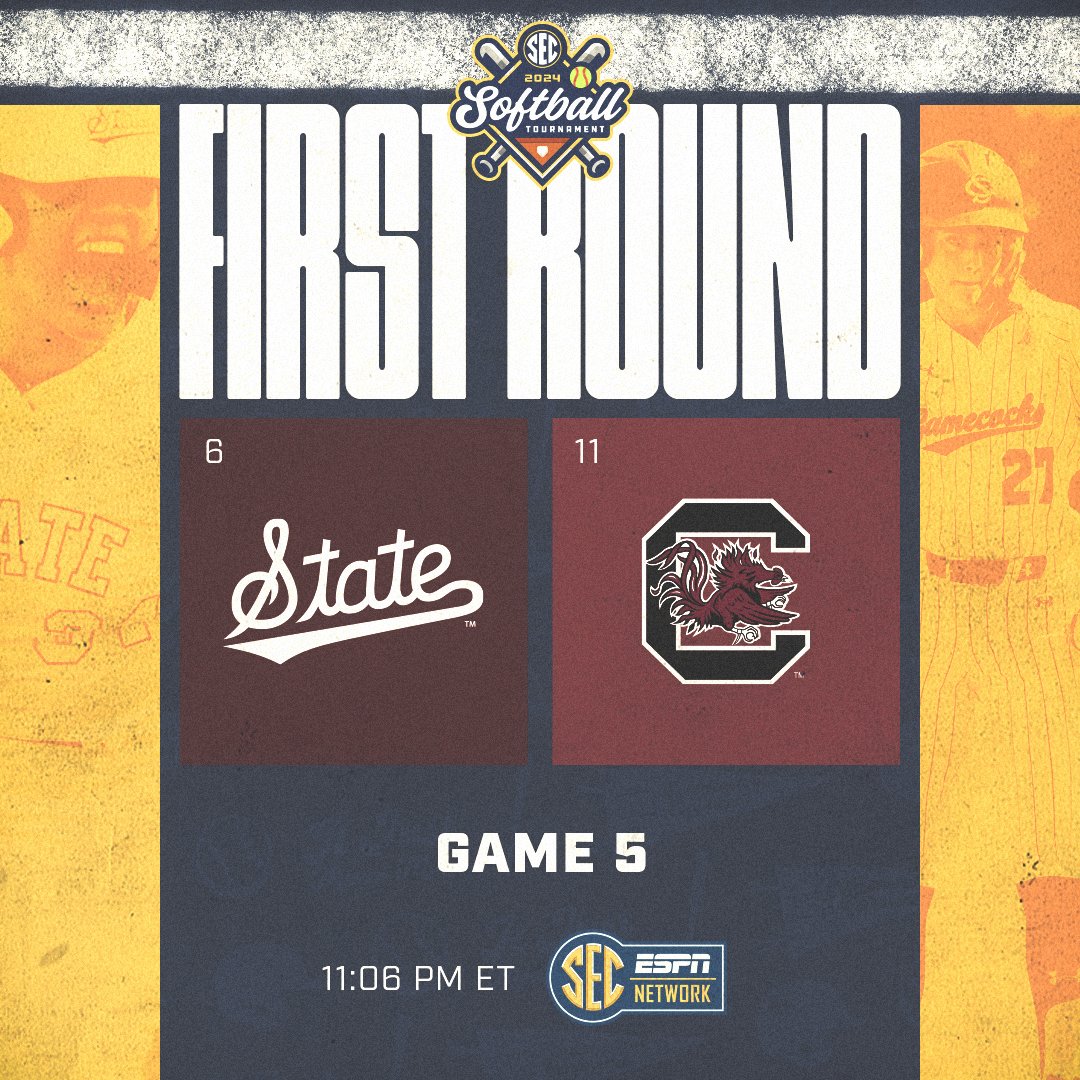 Capping off the night! FIRST ROUND No. 6 @HailStateSB vs. No. 11 @GamecockSoftbll 📺:@SECNetwork: es.pn/4b4rH30 ⏰: 11:06 PM ET #SECSB x #SECTourney