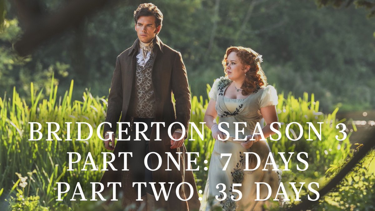 ONE WEEK FROM NOW #Bridgerton season 3 part one will finally premiere!