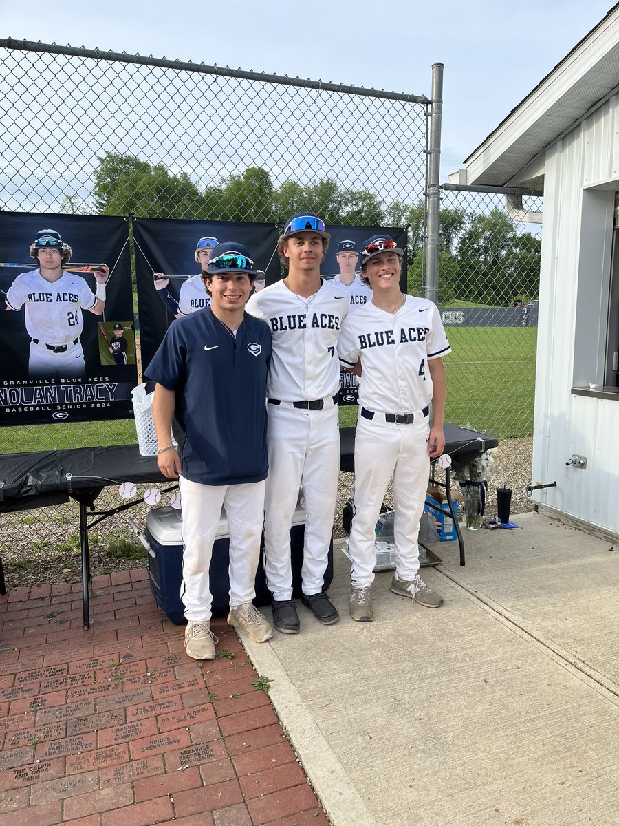 Great 11-1 victory tonight over Fredericktown as we celebrated these 3 seniors for everything they have done and giving to the Blue Ace baseball program. They have shown what true leadership is on and off the field and in the classroom. Thank you Drew, Nolan and Gavin.  #GOACES