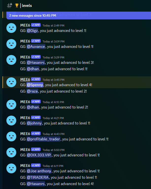 Levelling system has just been added to the server🔥

Level up by being active in the chats, certain perks/rewards will be given to members who hit specific levels🎁

See u in the chats! #3m