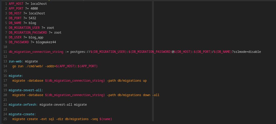 Uma coisa bem interessante sobre Go é o fato de conseguir empacotar múltiplos executáveis em um único projeto.

Para facilitar isso, usa-se um makefile para automatizar toda esta parte, tanto no deploy, quanto no gerenciamento da configuração.