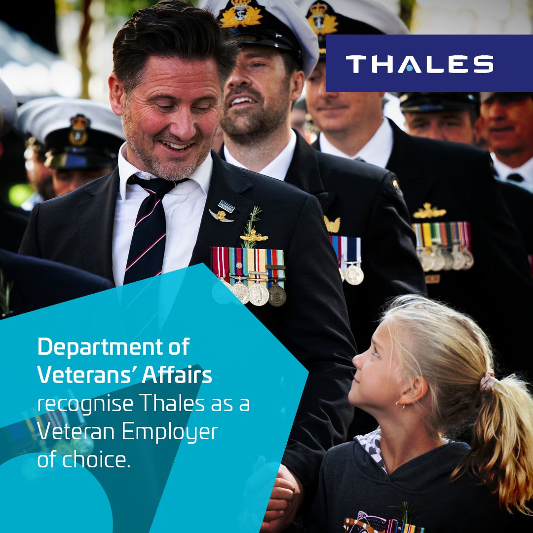 Thales Australia has been recognised by the @DVAAus as a Veteran Employer of Choice. At Thales, we honour the contributions of veterans and reservists and support them as they transition to civilian careers. Learn more: thls.co/ftn750RA0Op