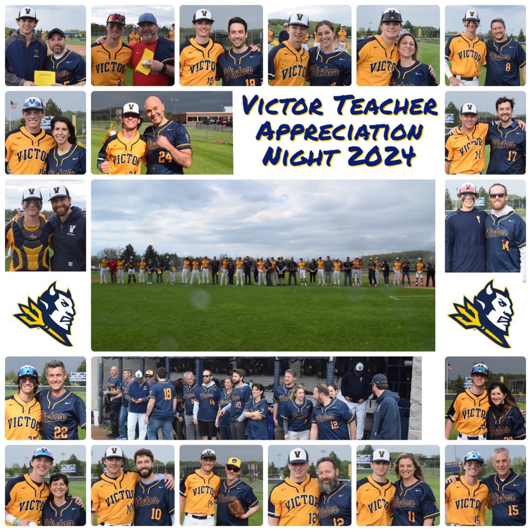 Great night celebrating our educators and getting the win over Rush Henrietta to clinch the league title! #victorpride @VictorBLDevils @baseballsectv
