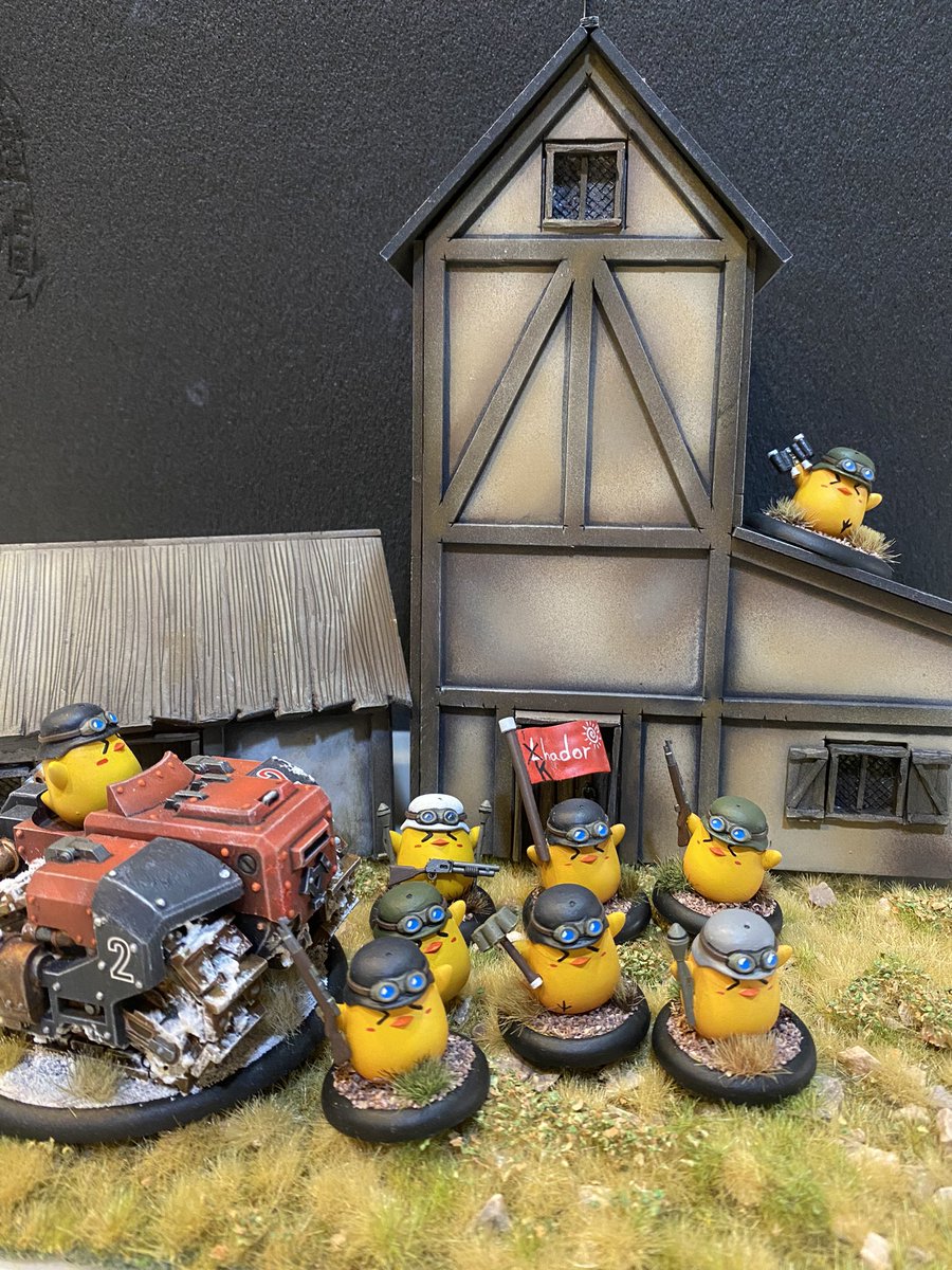 Look! The chickens found a fancy building and requisitioned it as their new HQ! Remember to plug the “Lhador” flag lol
#privateerpress #warmachine #warmahordes #warmachinehordes #khador #ウォーマシン #ウォーマシンMK4