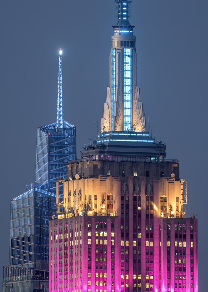 DanTVusa's tweet photo. The @EmpireStateBldg shining bright tonight in Magenta, Yellow & Cyan in honor of Children's Mental Health Awareness Day with @kidsmhf
#nyc #esb #esbfan https://t.co/N18dkpCMsA