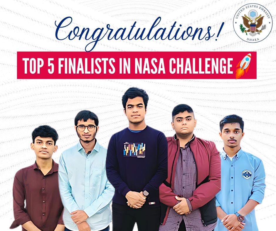 ✨Congratulations, Bangladeshi 'Not a Boring Team' of five school students, for reaching the top 5 finalists at the 2023-24 Conrad Challenge Power Pitch Stage at NASA’s Johnson Space Center in Texas! 🌟 The Conrad Challenge inspires young people globally (ages 13-18) with…