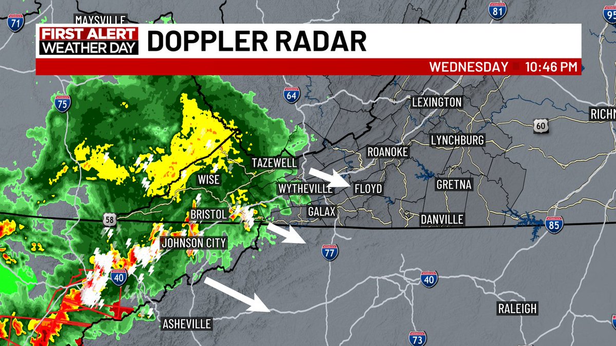Storms continue to weaken as they move into southwest Virginia. At this point, you can sleep soundly, with just a few rumbles of thunder and some rain possible overnight. We're on at 11 with an update.