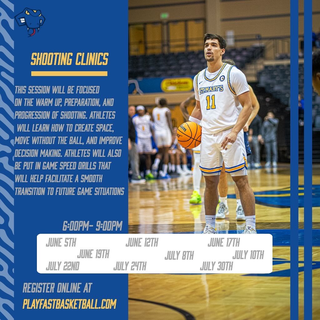 Don’t forget to sign up for our Shooting Clinics and Elite ID Camp that are coming up soon! Visit playfastbasketball.com to register, sign up soon to secure your spot! @StMUmbb