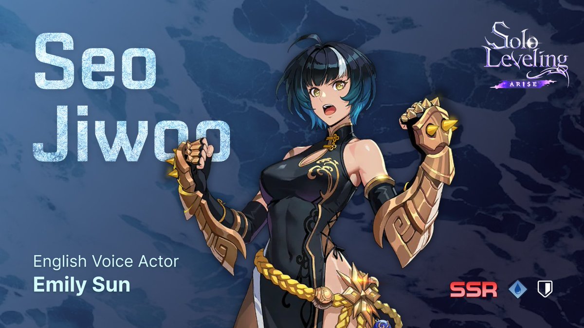 Water Dragon Power! 🌊🐉👊 In the Year of the Dragon, I'm honored to announce that I voice Seo Jiwoo in #SoloLevelingArise! She's just trying her best to pack a PUNCH on the battlefield ㅋㅋㅋ Super stoked to be part of this world and celebrate Global Launch Day with everyone!