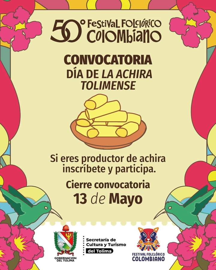 Agenciaper's tweet photo. #Festival #danza #Arte #Música #Cultura #Ibagué #Gastronomía 🎉🎼💃 Abierta la convocatoria del Día de la Achira Tolimense que se celebrará este 25 de junio en el Parque Manuel Murillo Toro. Cierre convocatoria 13 de mayo.
Link de Inscripción: https://t.co/F7QJ8HtgyQ
 🎼🎉💃 https://t.co/OjQEN3JlxU