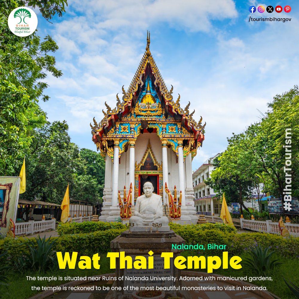 A must-visit for any traveler seeking spiritual enlightenment, the majestic beauty of Wat Thai Temple in Bodh Gaya! Admire its intricate architecture and ornate decor, including a magnificent bronze statue of Lord Buddha.
.
#Bihar #dekhoapnadesh #bihartourism #BlissfulBihar