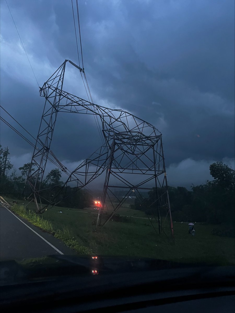 A lot of storm damage across Middle Tennessee, including this bent cell tower in Spring Hill. @wkrn Photo: City of Spring Hill