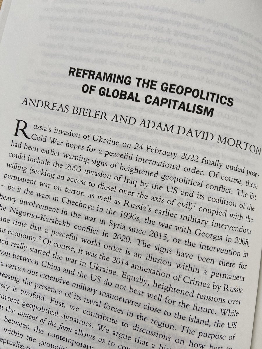 Exciting to receive a hardcopy of *Socialist Register 2024* that includes a joint chapter with @Andreas_Bieler — our argument is a modest one, namely that the Ukraine War is one of inter-imperialist rivalry: a sound position that clearly builds on solid previous scholarship.