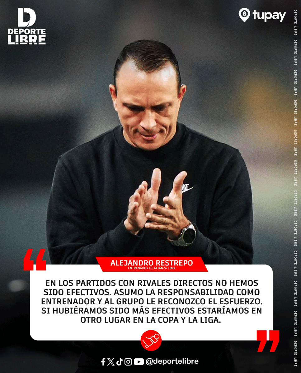 🎙️ |Alejandro Restrepo:  “ASUMO LA RESPONSABILIDAD COMO ENTRENADOR Y AL GRUPO LE RECONOZCO EL ESFUERZO“
#liga1 #alianzalima #alianzalimacorazon #arribaalianza #futbolperuano #restrepo #AlianzaLima