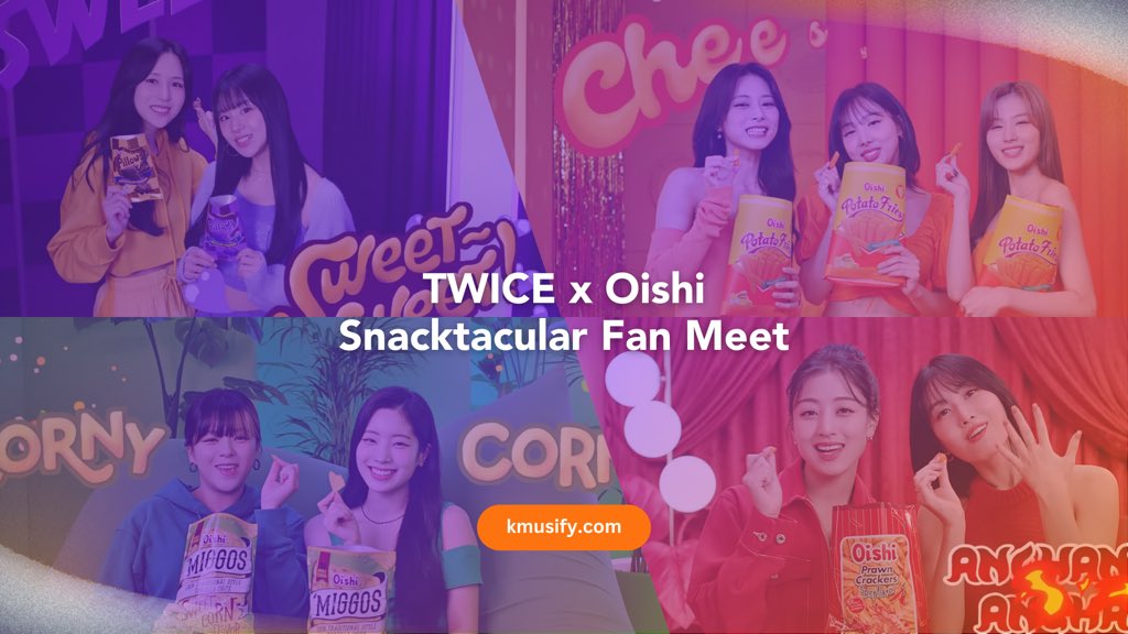 kmusify's tweet photo. Dance into flavor and fun with TWICE x Oishi! Filipino ONCEs, get ready for an exclusive Fan Bag filled with Oishi snacks and TWICE goodies. Don't miss your chance to win tickets to the TWICE x Oishi Snacktacular Fan Meet on June 1, 2024!

READ MORE:
📍 https://t.co/MwvhArZTa1

Brought to you by @oishi_tweets

#TwicexOishiSnacktacularFanMeet #TWICE #트와이스  #Jihyo 
#Nayeon #Jeongyeon #Momo #Sana #Mina #Dahyun #Chaeyoung #Tzuyu