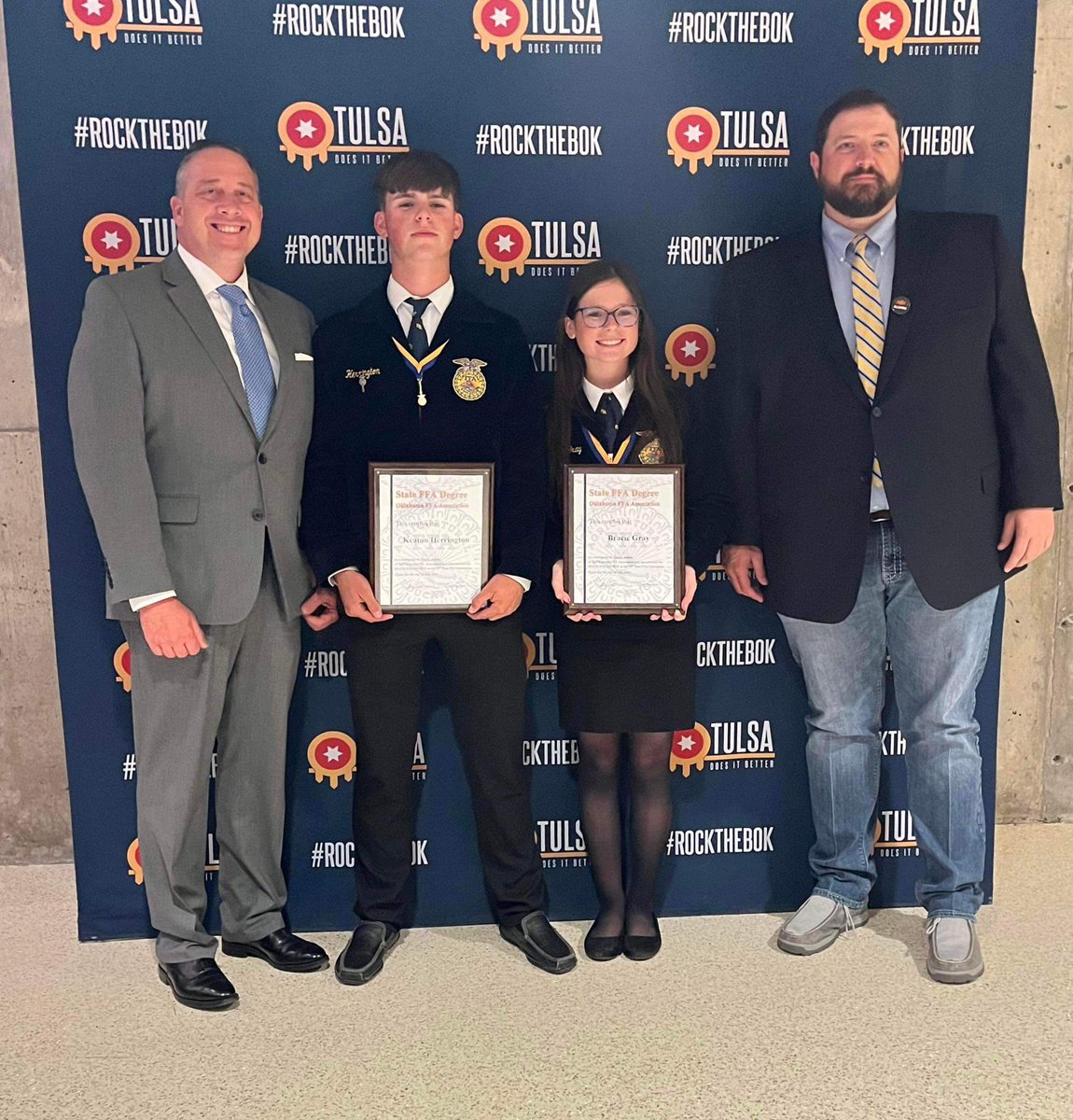 Caddo Public Schools congratulates Bracey Gray and Keaton Herrington on receiving the 2024 Oklahoma FFA State Degree tonight at the State Convention at Tulsa. Proud to be a Bruin!!!