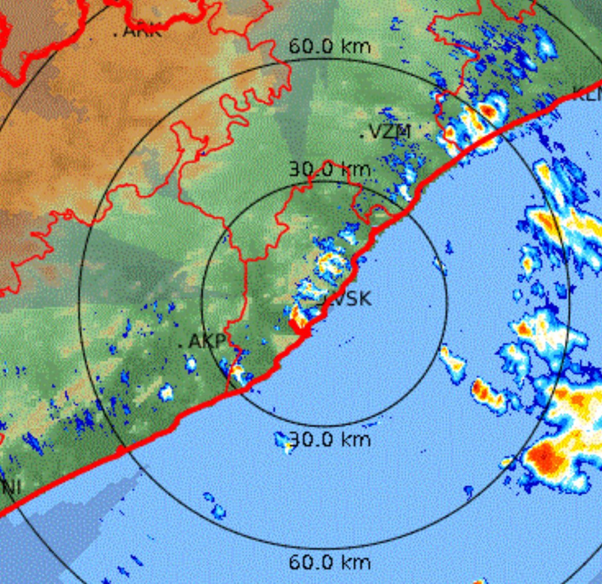Downpours for few minutes in parts of vizag and Vizianagaram. Areas close to sea ⛈️