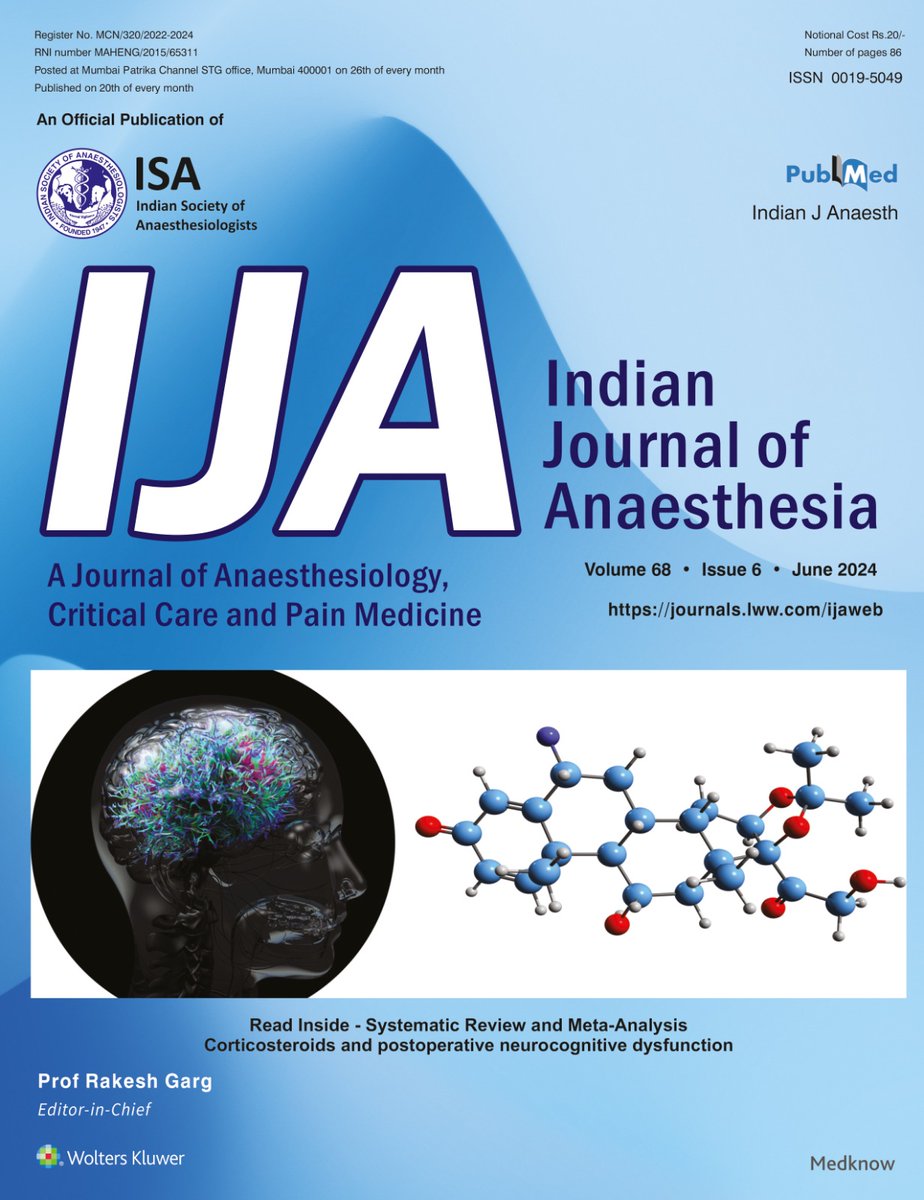 💡 Happy to inform the release of the Indian Journal of Anaesthesia (IJA) JUNE 2024 issue. ⏭️ Access the whole issue@ journals.lww.com/ijaweb/pages/d… 📚“Click, Read and keep yourself updated with many informative manuscripts. HAPPY READING!!
