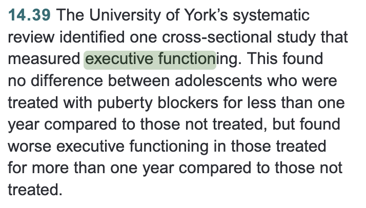 Would you like to have a guess which result Cass mentions in her final report, and which one not?

In the section on blockers she brings it up. But in the section on cross-sex hormones & a more striking result, nothing.

Everywhere, a little thumb on the scale.
4/end

#CassFlaws
