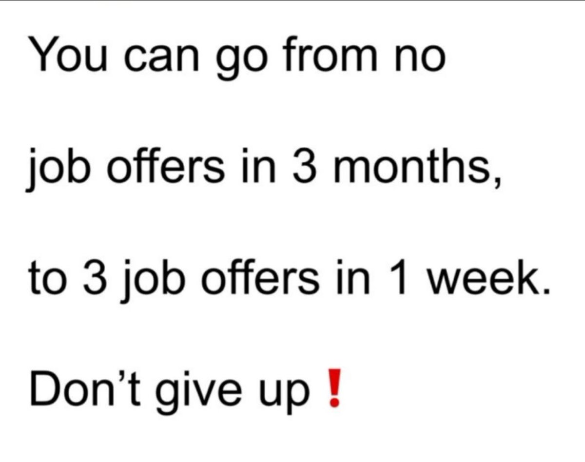 Dear Jobseekers, 

Never give up.