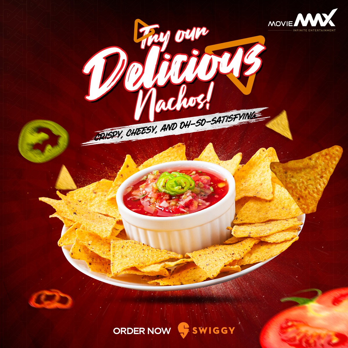Get ready to take your taste buds on a crispy, cheesy, and an adventurous ride at #MovieMax! 🧀✨ Dive into a mountain of delicious nachos 🌮 that'll make every crunch count.

Order now on Swiggy and treat yourself to a tasty brunch!

#MovieMaxNachos #MovieMaxFood