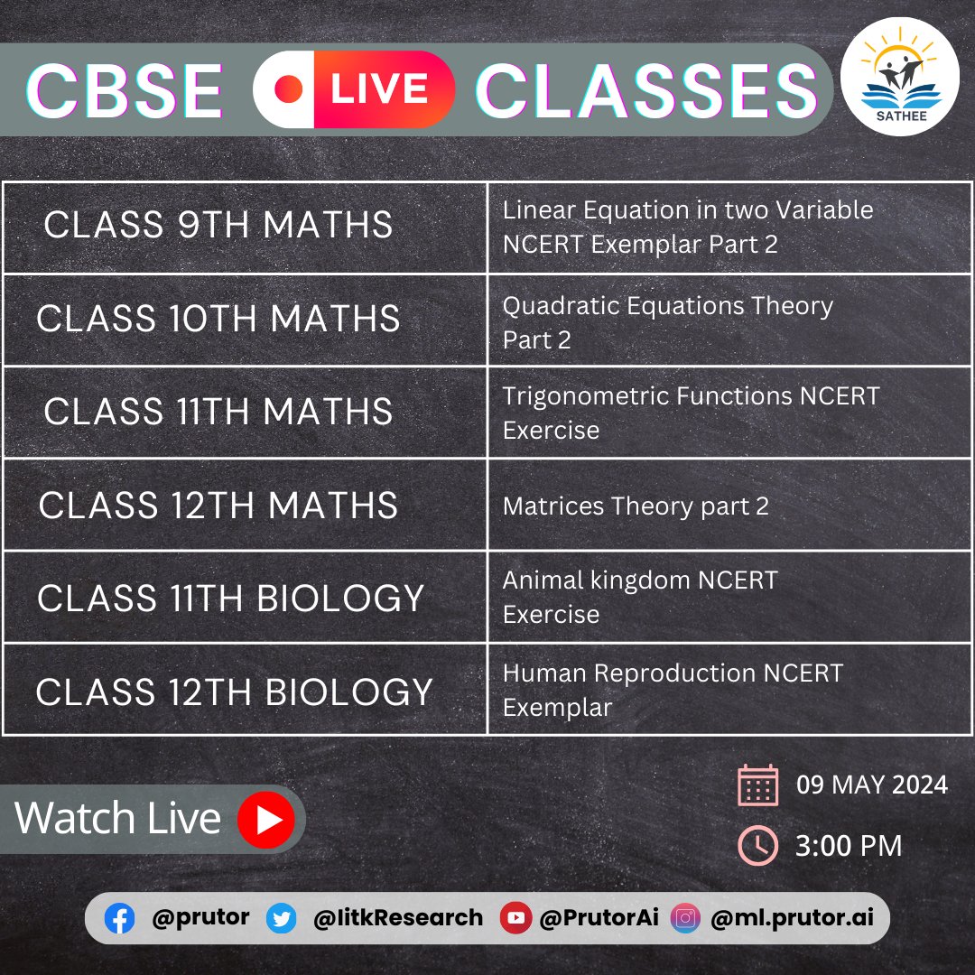 Join live CBSE session with the experts !!
Timing - 3:00 pm
Link for live class - sathee.prutor.ai/live-sessions/…
#CBSE #NEET #JEE #science #liveclasses #sathee #tipsandtricks #sciencestudents #OnlineLearning