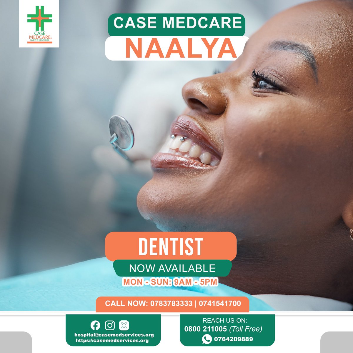 Dentist Now Available Daily at Case Medcare Naalya! Get premium dental care at Case Medcare Naalya with a quick turnaround time. Our dentists are available throughout the week to help you with any dental problem, including painful teeth, gums, or sensitivity when drinking cold…