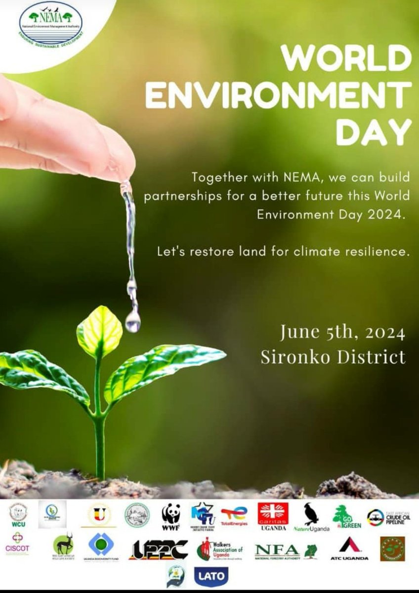 Excited to announce our partnership with @nemaug for World Environment Day on June 5th in Sironko! 🌍 Let's join hands for a greener, sustainable future. #WorldEnvironmentDay #Partnership #Sironko