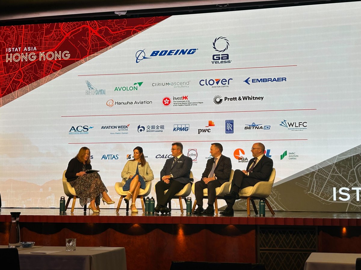 Sarah Conway leads an engaging conversation on the inner workings of aircraft trading with panelists Barbara FitzGerald of High Ridge Aviation, Jeff Lewis of Hanwha Aviation, Michael Littleton of SMBC Aviation Capital and Paraic Quinn of Avolon. #ISTATAsia #ISTATEvents
