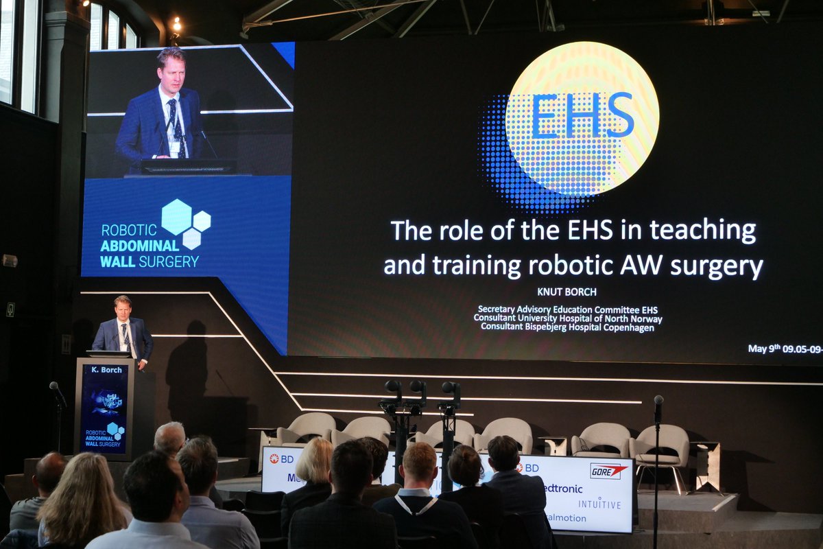 The Robotic Abdominal Wall Surgery Congress 2024 has officially begun! 🎉 Dr. @FilipMuysoms set the stage with a warm welcome, followed by Dr. Knut Borch's keynote lecture on the @eurohernias Society's impact on robotic abdominal wall surgery training.