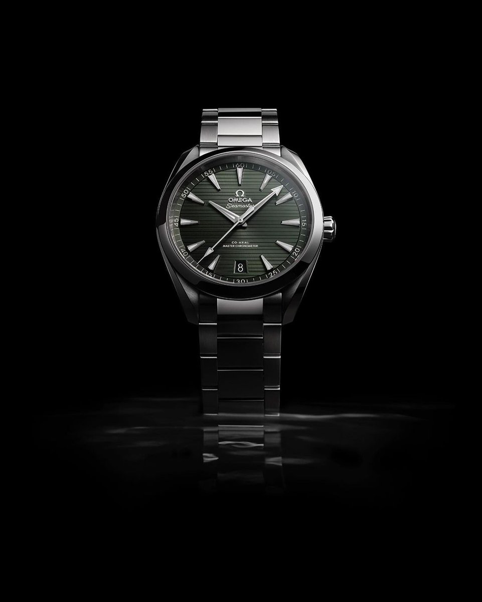 The 41 mm Seamaster Aqua Terra in steel with sun-brushed green dial and rhodium-plated hands and indexes.​ Omega is available at our Banbury showroom or online (bit.ly/46hRdzw).