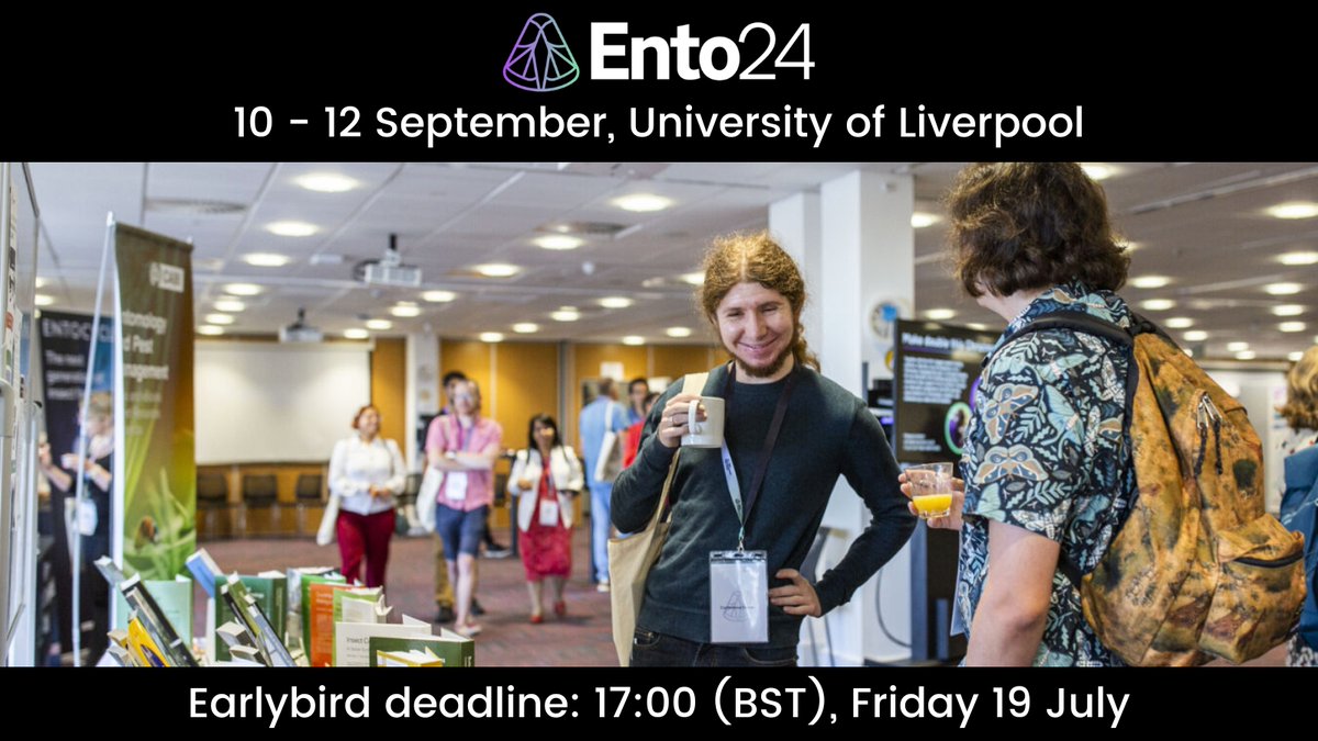 🦋 Registration is open for our annual conference, #Ento24, taking place on 10–12 September at @livuni. Join 300 entomologists and save on your registration fee by booking before the earlybird deadline: 17:00 (BST), Friday 19 July 🔽 royensoc.co.uk/event/ento24