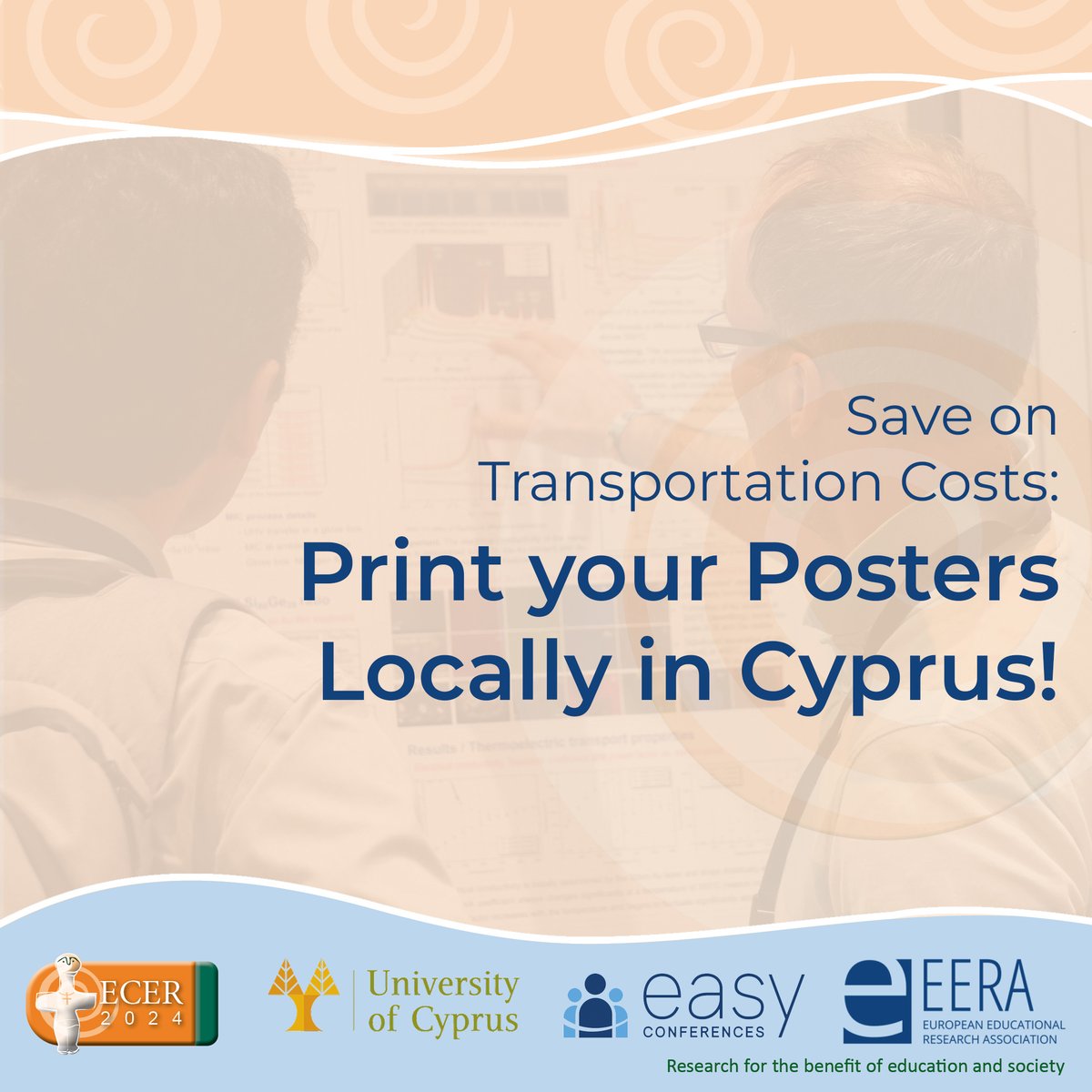 Save money and minimize the risk of damaging your poster by printing it locally in Cyprus! Visit easyconferences.org and navigate to the 'Conference Extras' section for more information. For further assistance, feel free to reach out to info@easyconferences.eu. #ECER2024