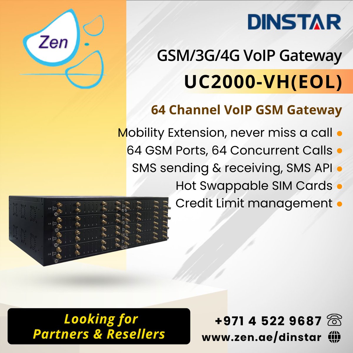 #dinstar UC2000-VH (EOL) GSM/3G/4G VoIP Gateway
64-channel VoIP GSM Gateway
Looking for partners & resellers

smpl.is/8ky6u

#3cx #zenitdxb #zenit #businesscommunication #dubaistartup #3cxhosting #simhosting #saudistartups