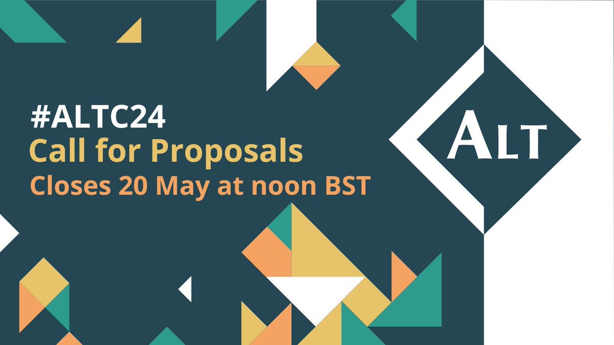 This year's Annual Conference will take place in Manchester, UK on 3-5 September and we invite you to submit proposals by noon BST on Monday 20 May 2024. buff.ly/4bsxcbt #altc #ALTC24