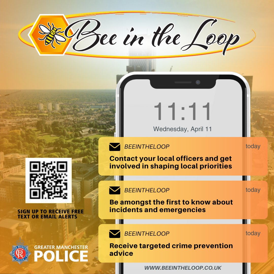 GMPFallowfield's tweet photo. #BeeInTheLoop | Your Neighbourhood policing teams are at the forefront of the fight against crime in your communities. Sign up to Bee In The Loop for your direct link with neighbourhood police officers in your area - https://t.co/xkycCDd0i8 https://t.co/BFcOXF2Z5q
