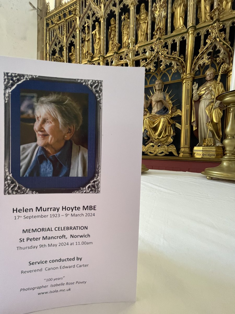 At 11am this morning here at @StPeterMancroft we have the memorial service for the late Helen Hoyte MBE.