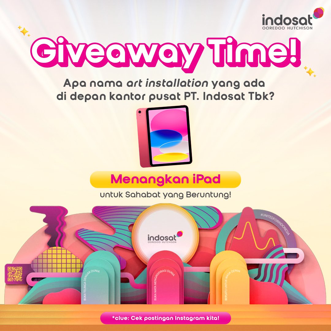 Yuk ikutan giveaway dari @indosat dan berkesempatan memenangkan iPad untuk Sahabat yang beruntung! Caranya mudah banget: 1. Follow @Indosat 2. Like dan retweet postingan ini 3. Tulis jawabanmu dan sertakan hashtag #IndosatOoredooHutchison #IOH #EmpoweringIndonesia dengan reply