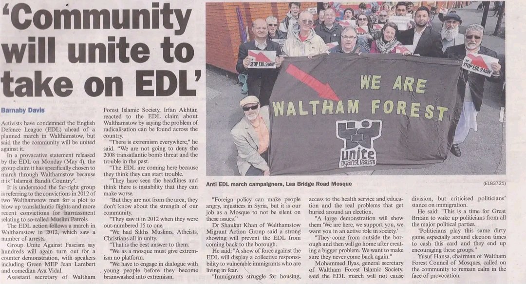 Unite Against Fascism (@uaf) on Twitter photo 9 years ago #OTD anti fascists in Walthamstow, East London, opposed a rump English Defence League demonstration.
Around 1000 braved a huge police presence & ensured as much as possible, that the thugs were completely isolated.
<a href="/wfsutr/">WFSUTR</a> <a href="/AntiRacismDay/">Stand Up To Racism</a> <a href="/Searchlight_mag/">@Searchlightmagazine</a> 9 years ago #OTD anti fascists in Walthamstow, East London, opposed a rump English Defence League demonstration.
Around 1000 braved a huge police presence & ensured as much as possible, that the thugs were completely isolated.
<a href="/wfsutr/">WFSUTR</a> <a href="/AntiRacismDay/">Stand Up To Racism</a> <a href="/Searchlight_mag/">@Searchlightmagazine</a>