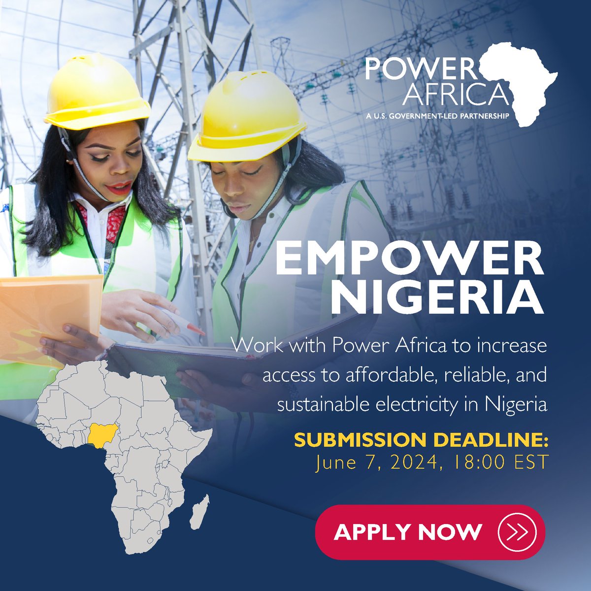 BREAKING RFP | Apply to work with Power Africa to increase #EnergyAccess in Nigeria!

❓ Questions deadline: 5/17/24
❗ Submission deadline: 6/7/24
🔗 Info: ow.ly/SKNO50RA1Za

@USAIDWestAfrica @USAID @USAIDAfrica @WorkwithUSAID @AfricaMediaHub @USinNigeria
@USAIDNigeria