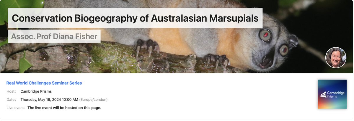 Calling #extinction researchers! Don't miss the #CPExtinction webinar #Conservation Biogeography of Australasian Marsupials with @DianaF1080. Click to register your interest in joining us on the 16th May or to receive a recording after the event: bit.ly/3wqpT5q