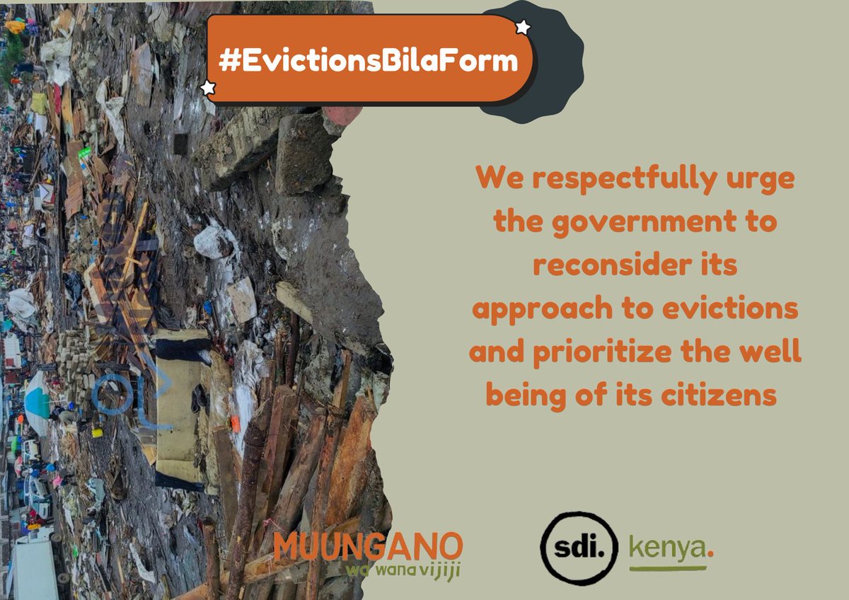 Advocating for policies that prioritize residents' rights, address root causes of inequality, and promote inclusive urban governance.
#EvictionsBilaForm
#MakingSlumsVisible
#Flooding
#NiSisiKwaSisi
@Wanavijiji_sdi
@KDI_Kenya
@GoDownArts
@AkibaMTrust
