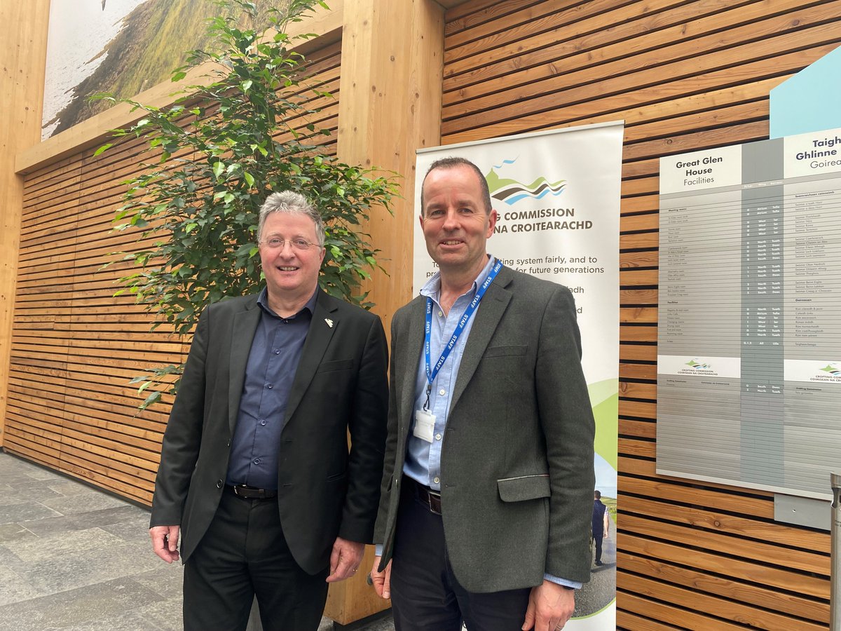 Our Head of the #WoodlandCarbonCode @PatSnowdon met with the Crofting Commissioners – here with CEO Gary Campbell of the @CroftingScot - to spread the message of how the scheme can generate income and new woodland for the benefit crofters in Scotland. 🌳🌲