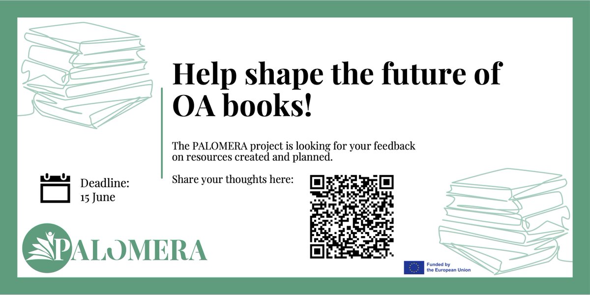 📚 Did you know that #PALOMERA’s Knowledge Base includes >600 #OAbooks related policy documents?
Now, imagine this as a canvas, and your feedback as the paint! 🎨Will you help us color the future of #OpenAccess books?
✍️ Take this survey by 15 June: docs.google.com/forms/d/e/1FAI…