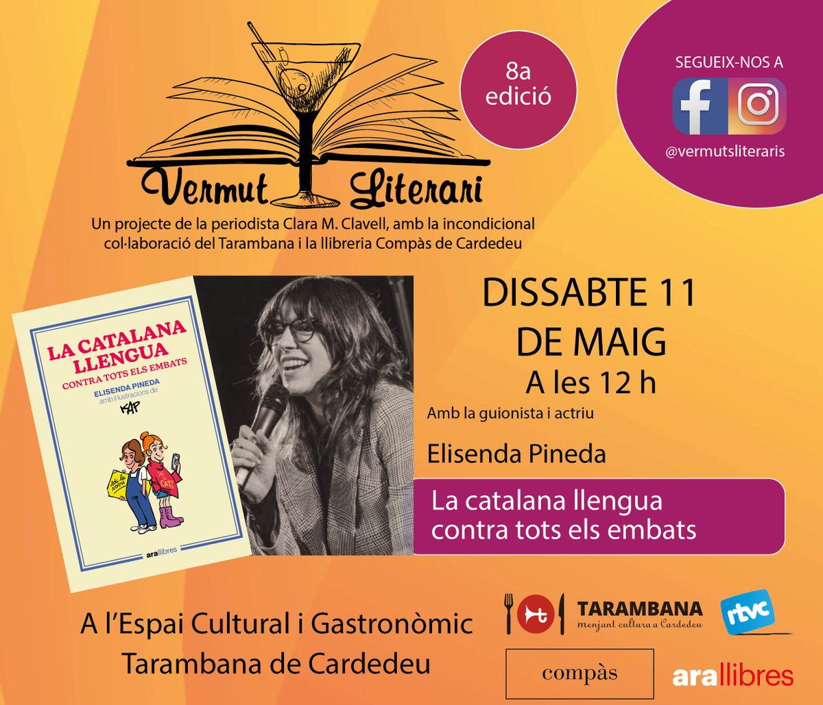 👅 Dissabte, l'<a href="/elisenda_pineda/">Elisenda Pineda i Traïd</a> serà a Cardedeu presentant «La catalana llengua» amb la <a href="/ClaraMarCla/">Clara M. Clavell</a>.