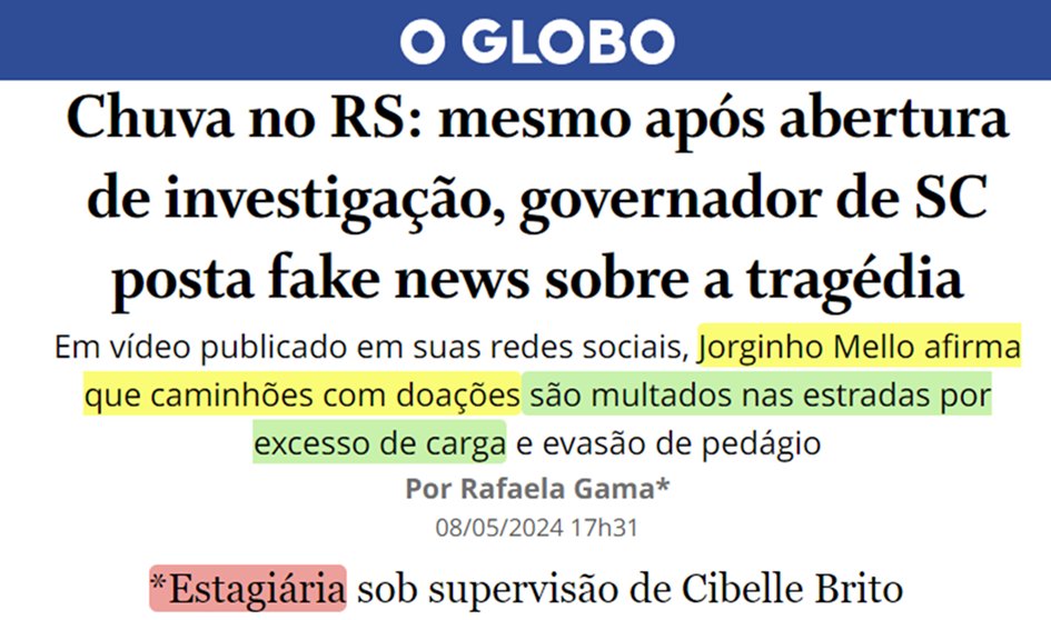 🚨ATENÇÃO Globo escala ESTAGIÁRIA para atacar o governador de Santa Catarina. O meme virou realidade.