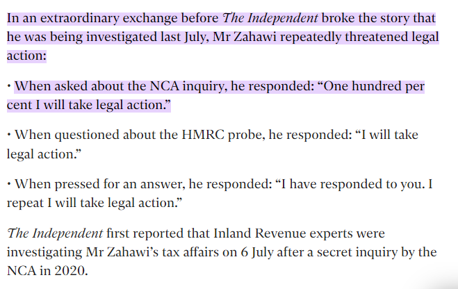 Let us not forget that Nadhim Zahawi was Chancellor while under investigation by HMRC, and threatened to sue people for reporting the truth of the investigation. This dishonest man should have been hounded out of Parliament - it's a stain on British Democracy he's still an MP.
