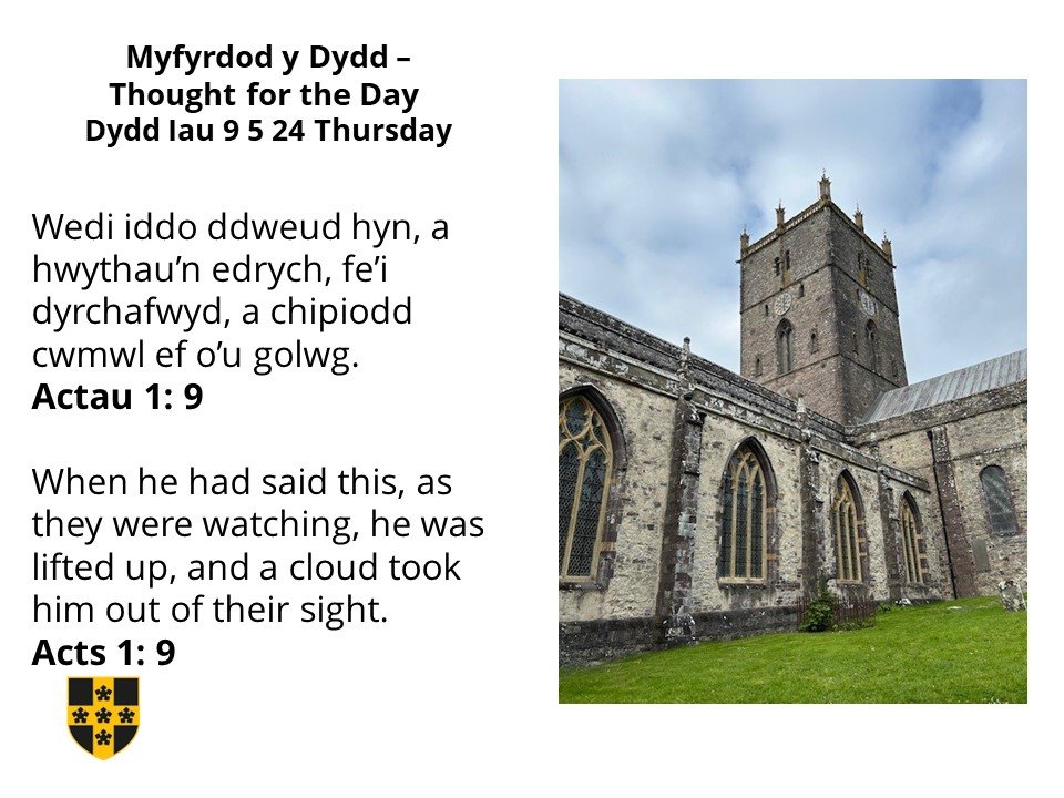 Myfyrdod y Dydd Iau / Thought for Thursday 🙏👇 Actau/Acts 1 Chipiodd cwmwl ef o'u golwg. A cloud took him out of their sight. @ChurchinWales @CytunNew